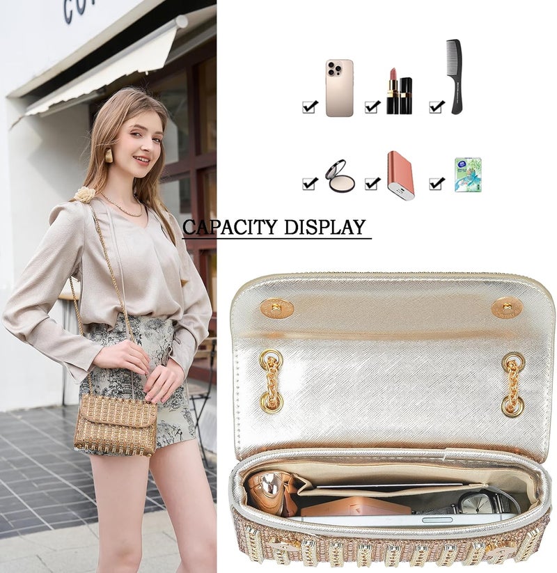 BBTT.ful Shoulder Bags Crossbody Bag Purses Handbags Crystals Rhinestone Evening Bag for Women Clutch Purse with Chain - Image 3